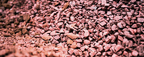 Close-up image of reddish ore