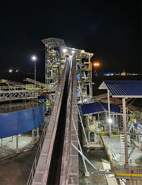 Processing plant lit up at night