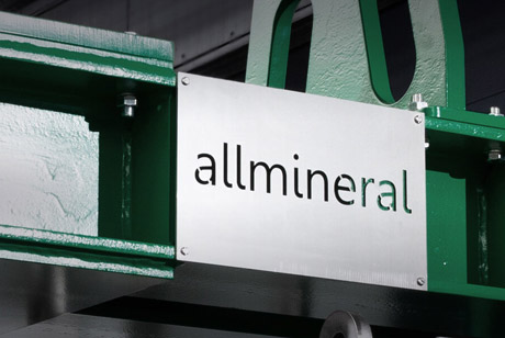 Detailed view of the allmineral logo on the plant